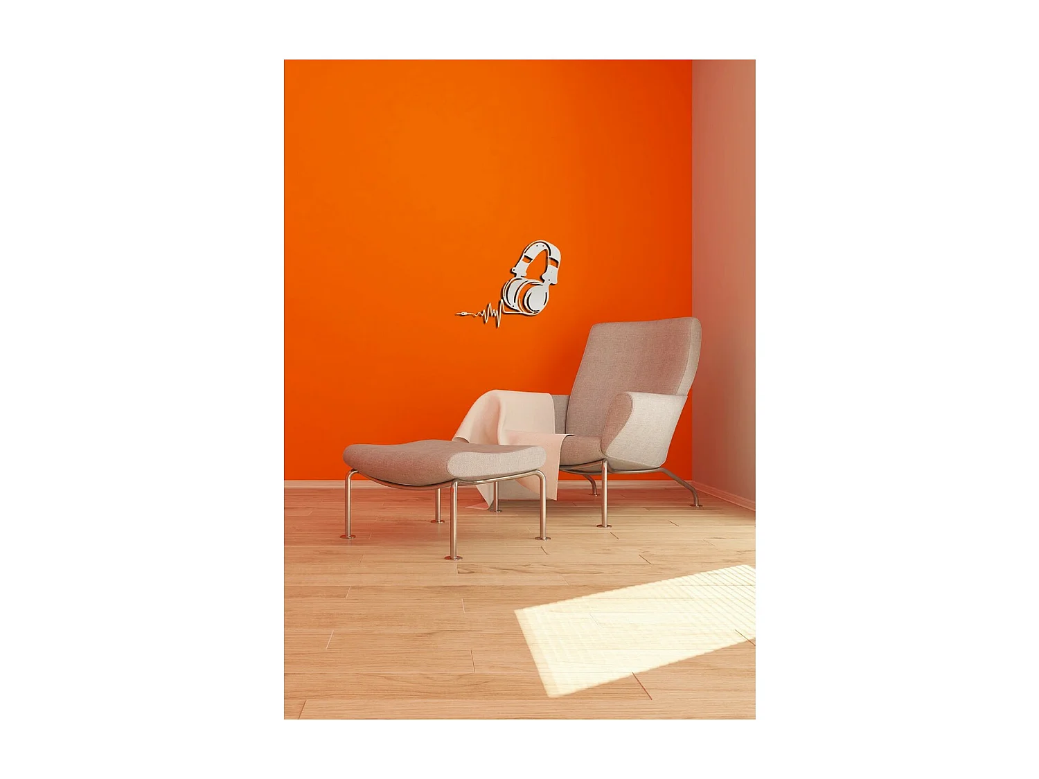 Decoração em Metal Auscultadores de Música 2, Prata, 41x1,5x35 cm, EPIKASA