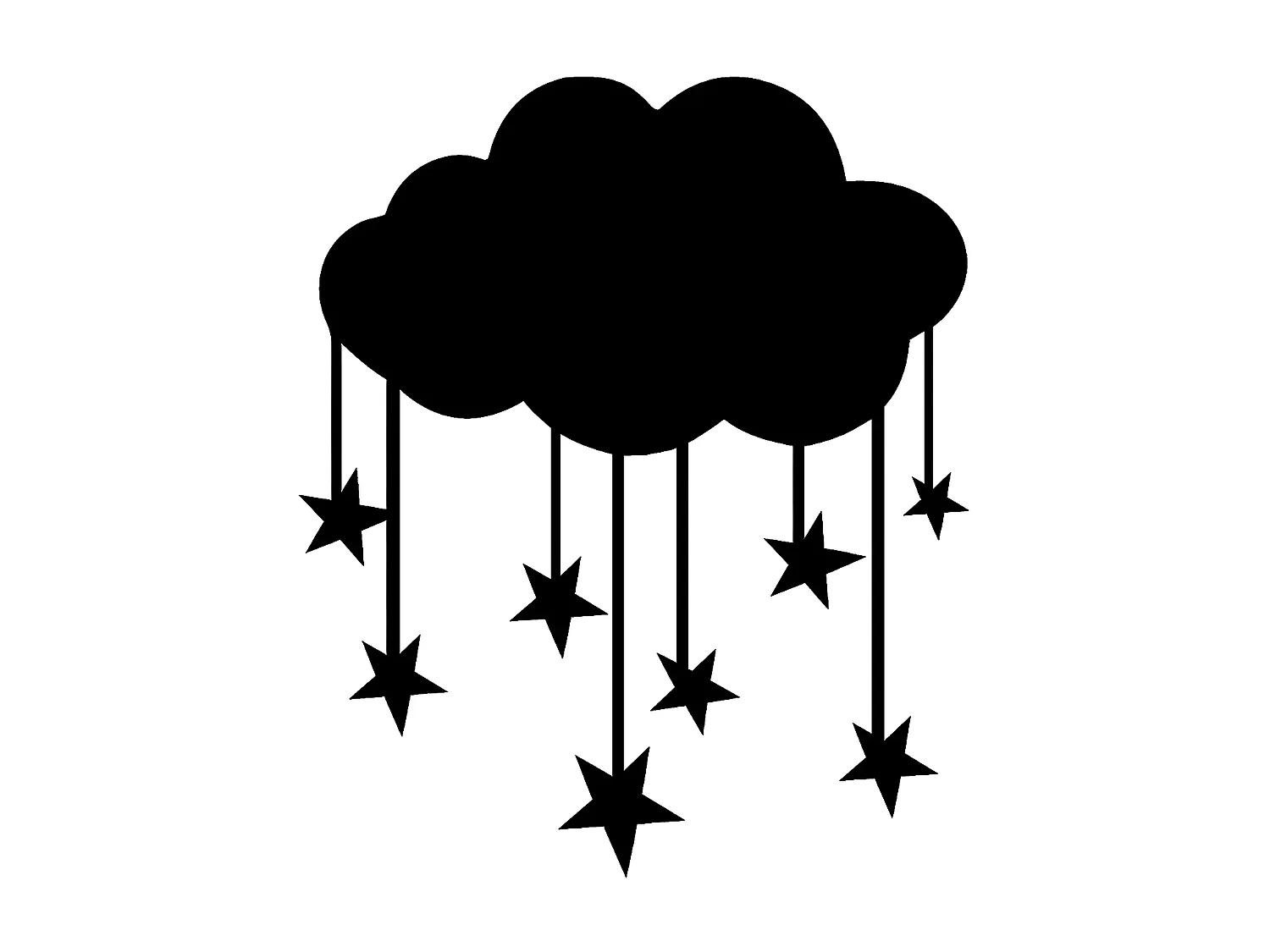 Décoration en Métal Petit nuage, Noir, 80x1,5x92 cm, EPIKASA