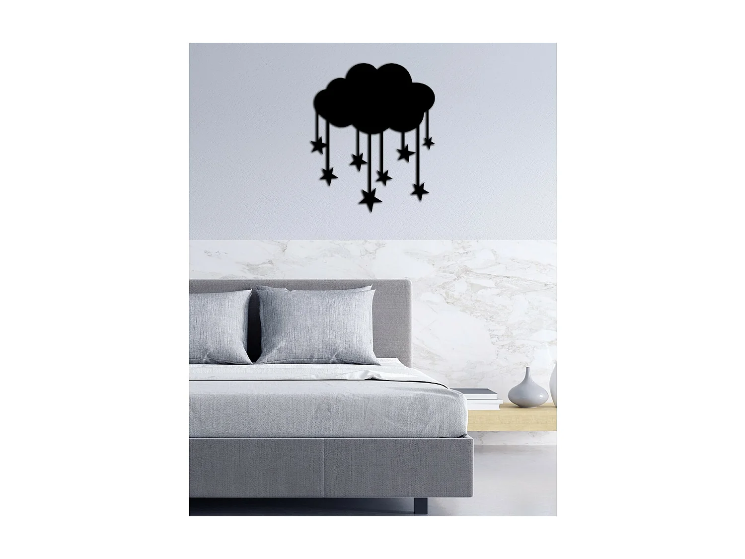 Décoration en Métal Petit nuage, Noir, 80x1,5x92 cm, EPIKASA