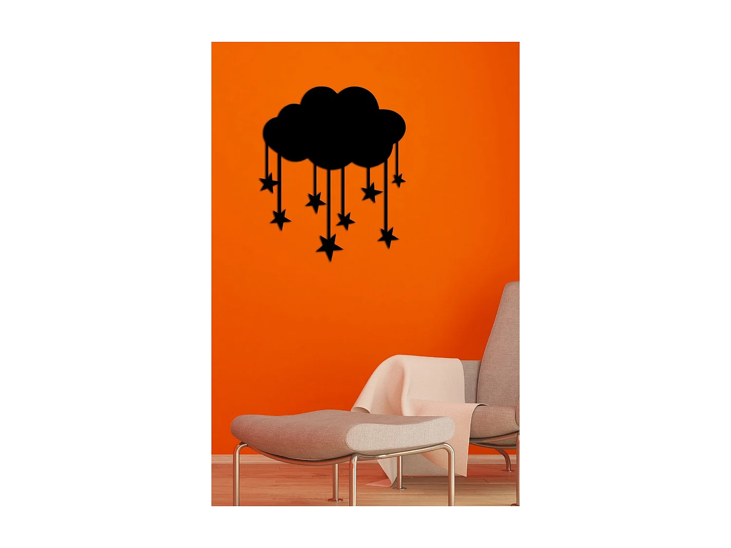 Décoration en Métal Petit nuage, Noir, 80x1,5x92 cm, EPIKASA