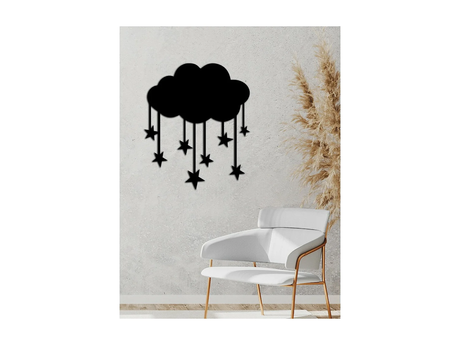 Décoration en Métal Petit nuage, Noir, 80x1,5x92 cm, EPIKASA