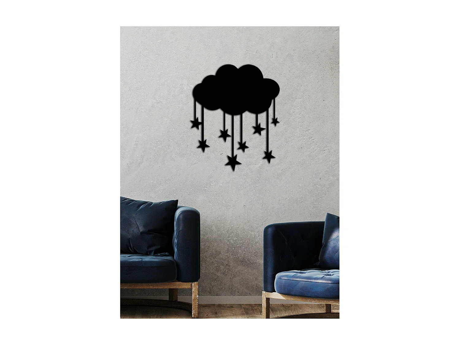 Décoration en Métal Petit nuage, Noir, 80x1,5x92 cm, EPIKASA