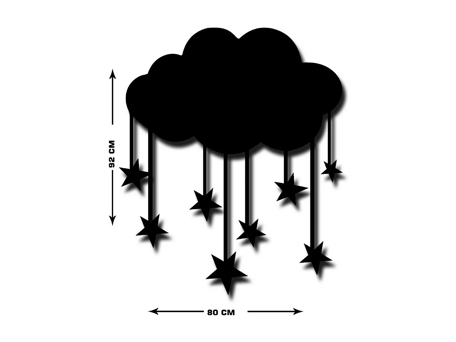 Décoration en Métal Petit nuage, Noir, 80x1,5x92 cm, EPIKASA