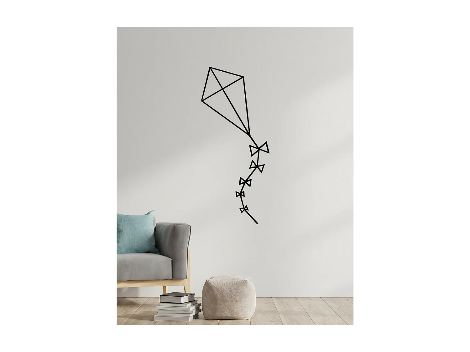 Décoration en Métal Cerf-volant, Noir, 43x1,5x100 cm, EPIKASA