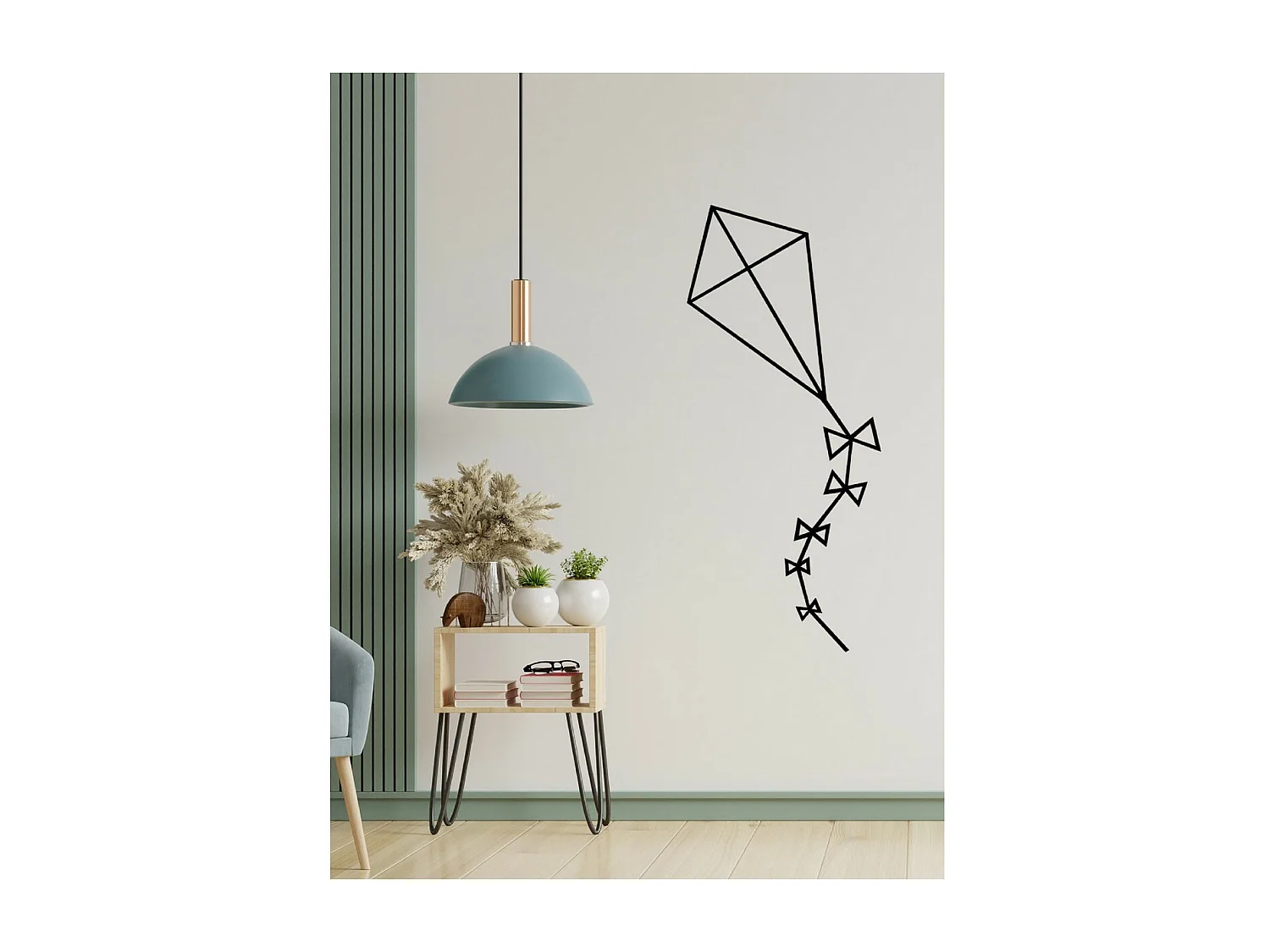 Décoration en Métal Cerf-volant, Noir, 43x1,5x100 cm, EPIKASA