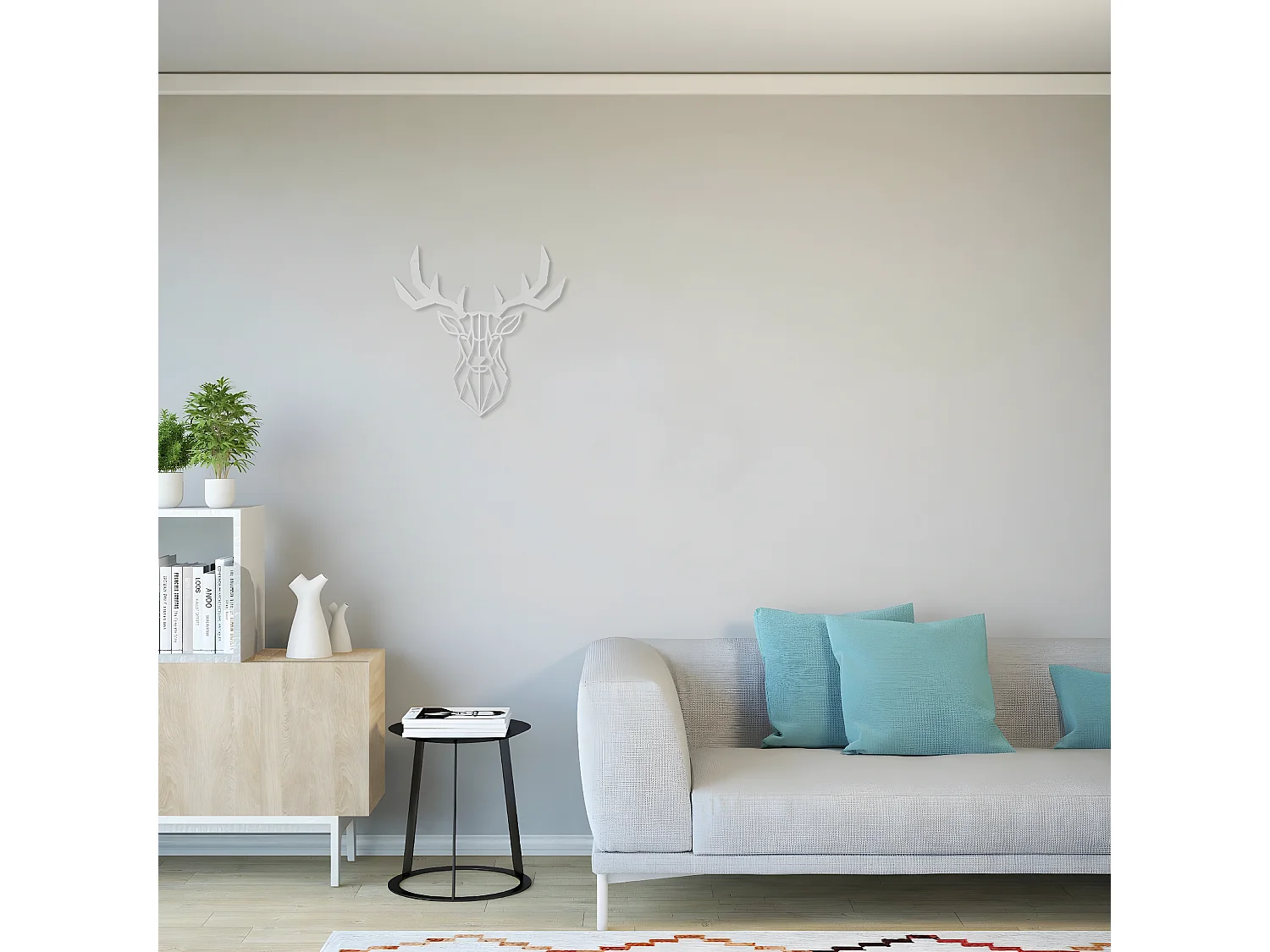 Metalen Decoratie Herten 6 - Zilver - 51x1,5x51 cm - EPIKASA