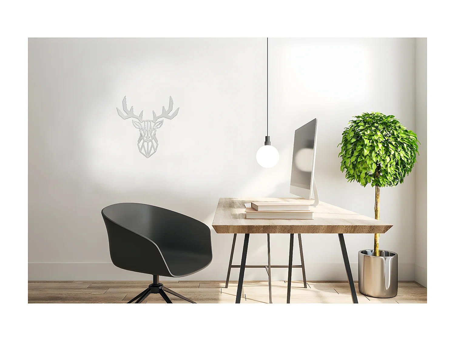 Metalen Decoratie Herten 6 - Zilver - 51x1,5x51 cm - EPIKASA