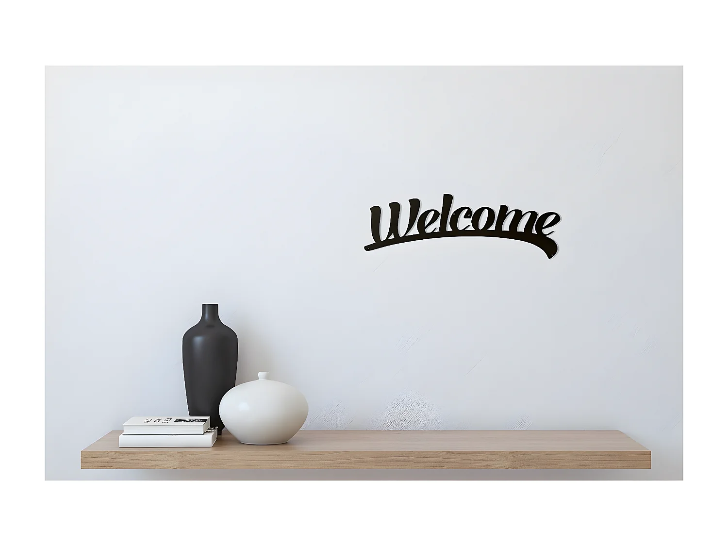 Decoração em Metal Welcome 3, Preto, 50x1,5x15 cm, EPIKASA