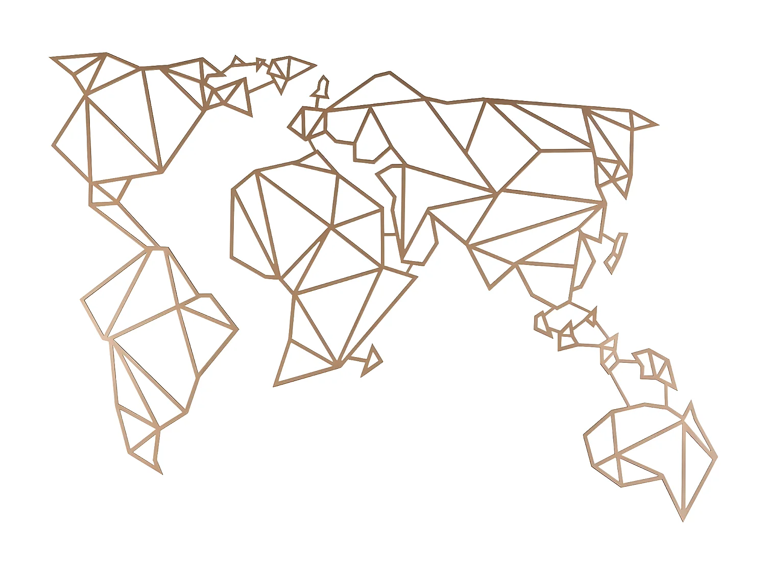 Dekoracja Metalowa Mapa świata 17, Miedź, 100x1,5x58 cm, EPIKASA