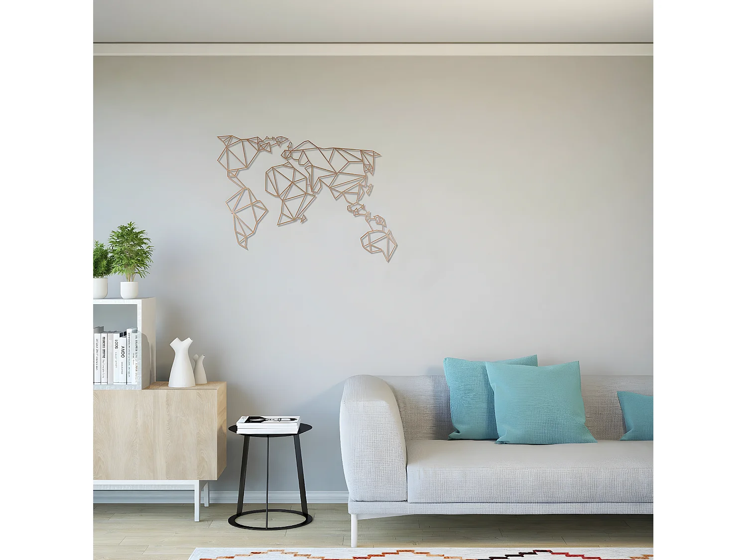 Dekoracja Metalowa Mapa świata 17, Miedź, 100x1,5x58 cm, EPIKASA