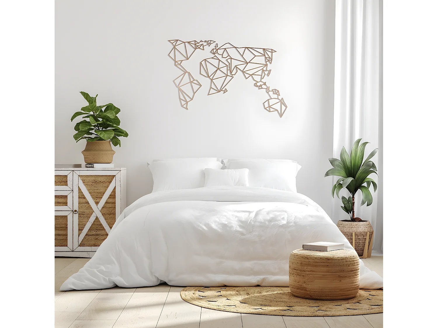 Dekoracja Metalowa Mapa świata 17, Miedź, 100x1,5x58 cm, EPIKASA