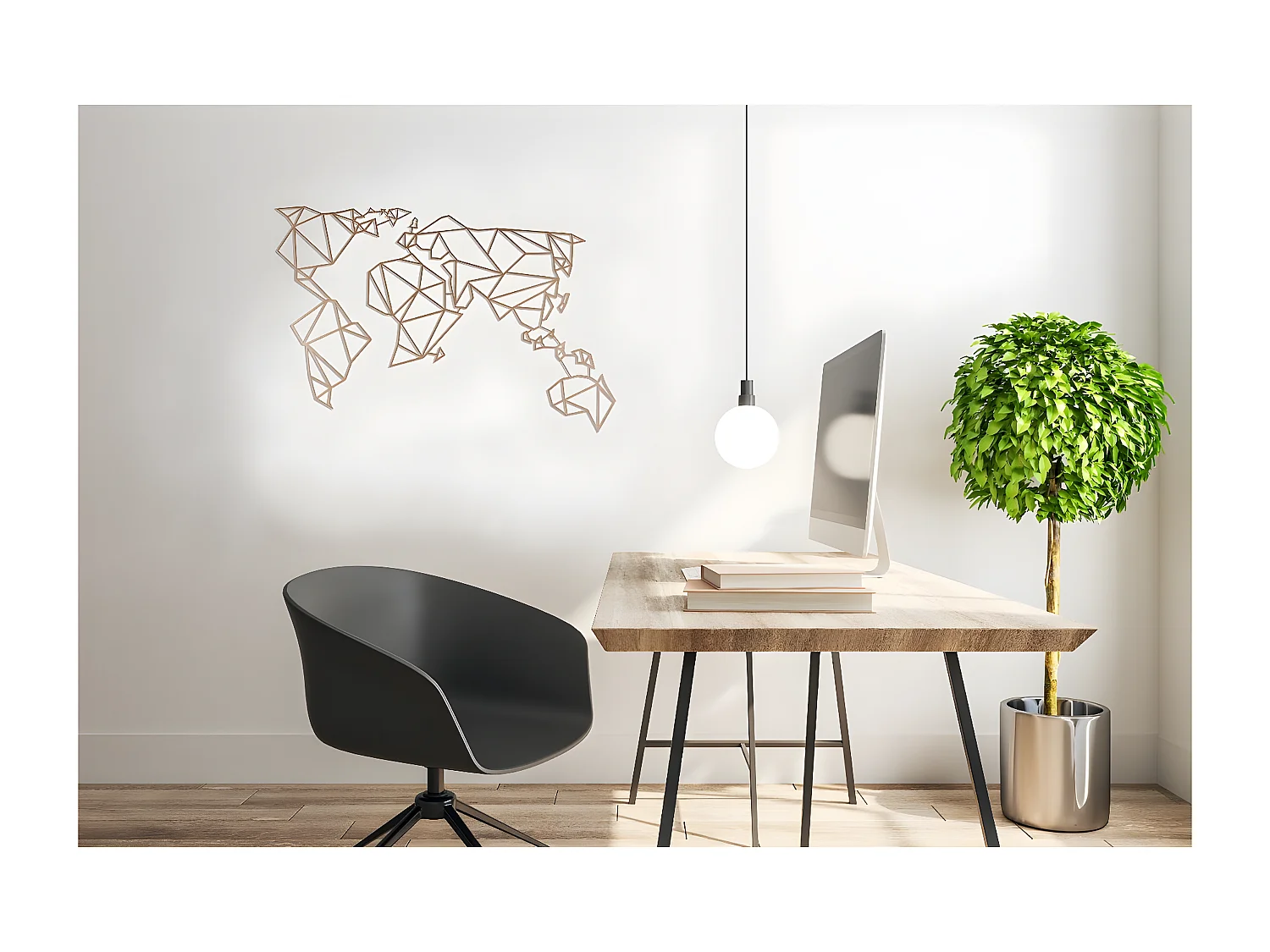 Dekoracja Metalowa Mapa świata 17, Miedź, 100x1,5x58 cm, EPIKASA