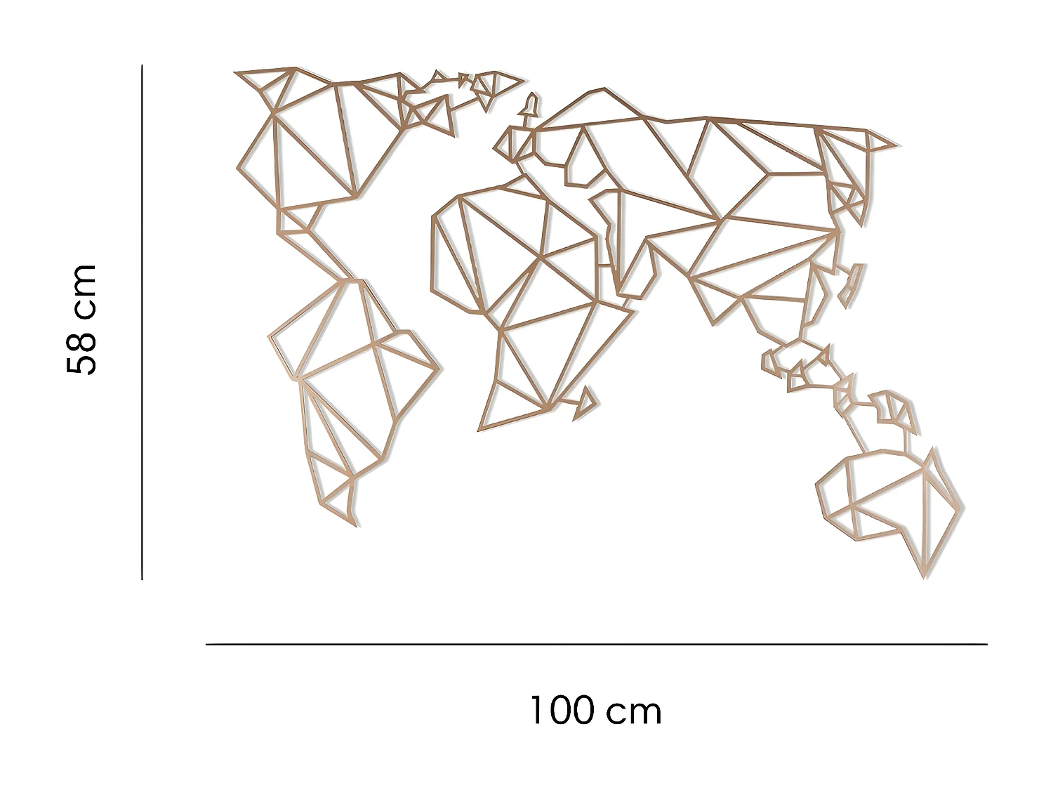 Dekoracja Metalowa Mapa świata 17, Miedź, 100x1,5x58 cm, EPIKASA
