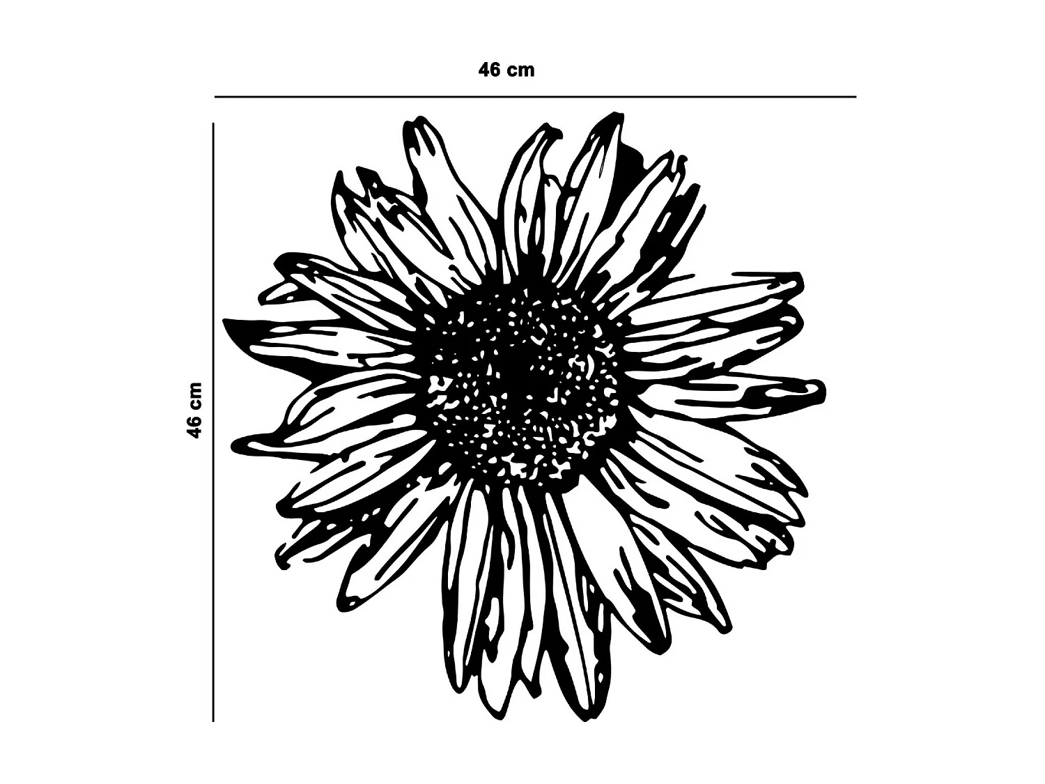 Decoração em Metal e Madeira Sunflower, Preto, 46x1,8x50 cm, EPIKASA
