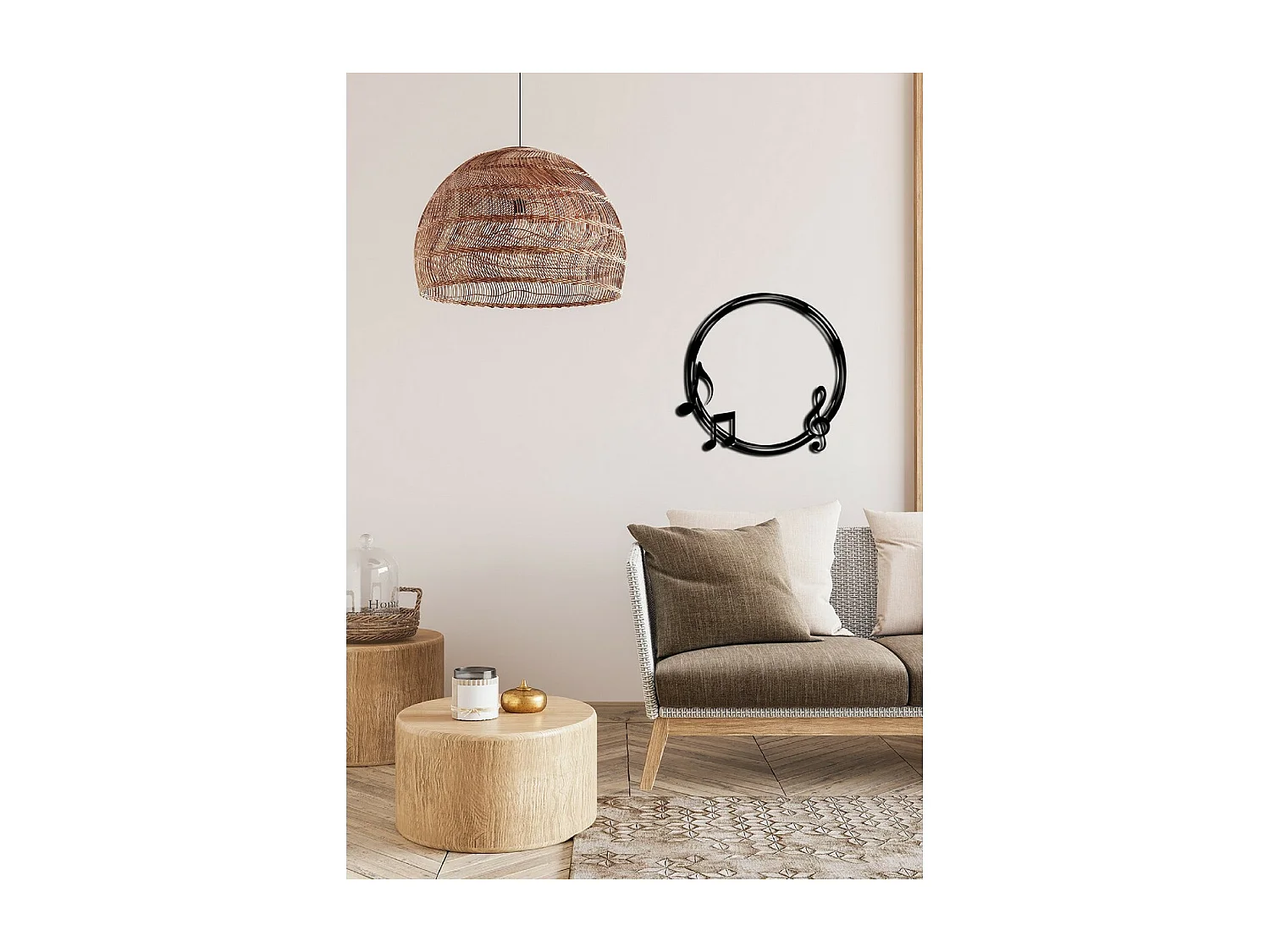 Décoration en Métal Notes Cercle 2, Noir, 62x1,5x60 cm, EPIKASA