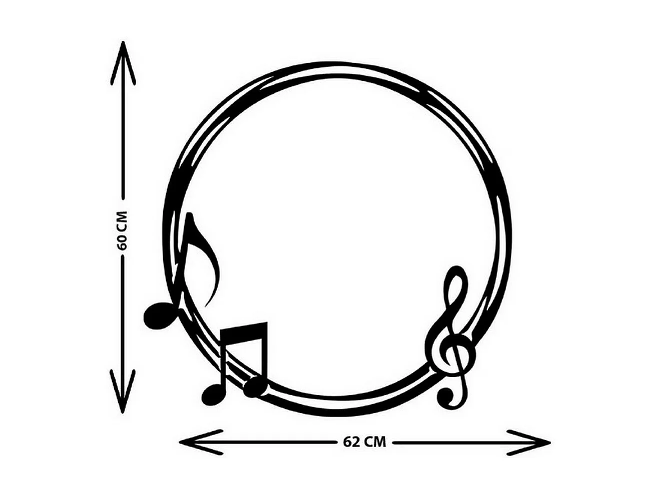 Décoration en Métal Notes Cercle 2, Noir, 62x1,5x60 cm, EPIKASA