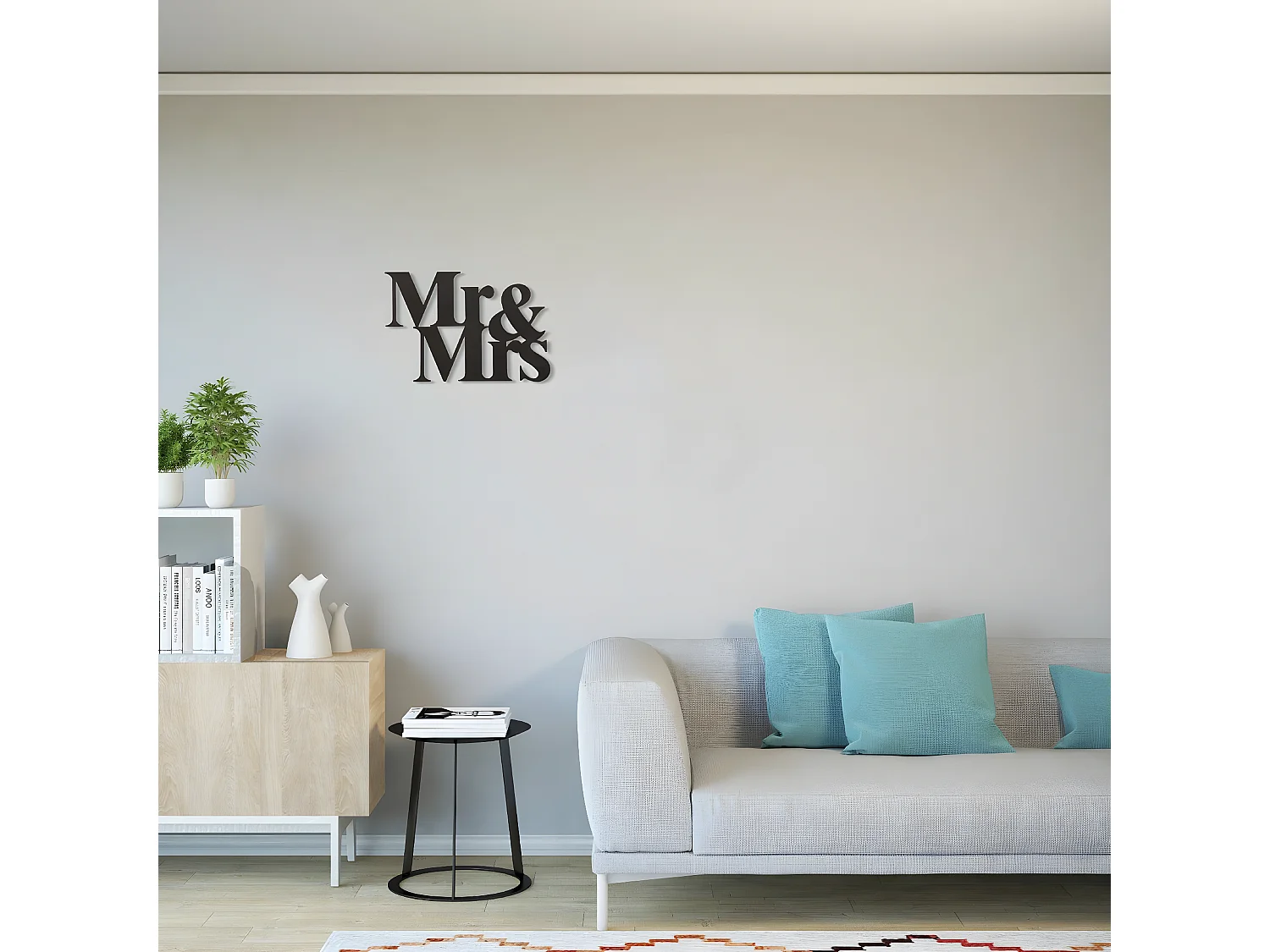 Décoration en Métal Monsieur et Madame, Noir, 50x1,5x35 cm, EPIKASA