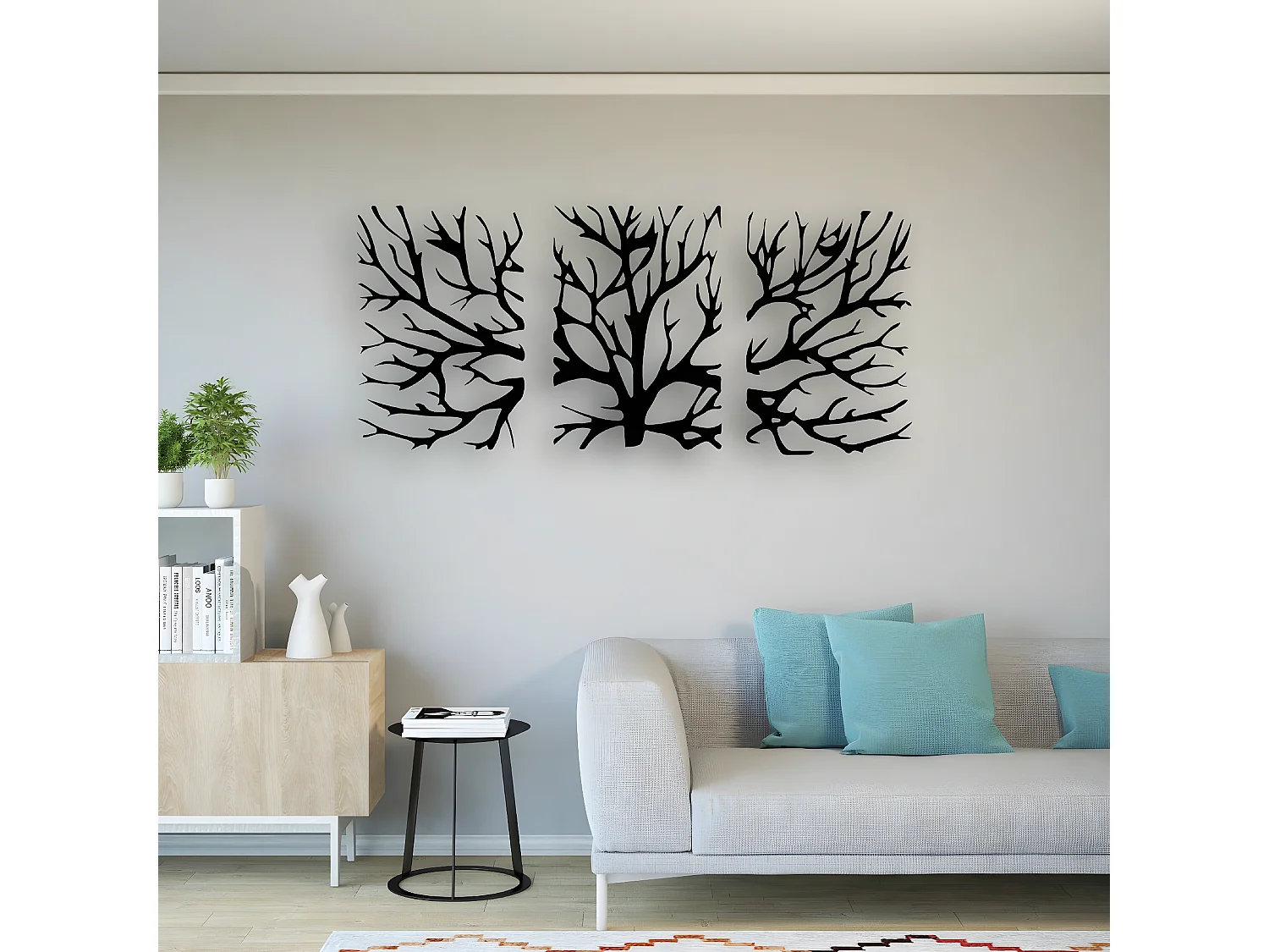 Metalen Decoratie Boom 21 - Zwart - 160x1,5x70 cm - EPIKASA