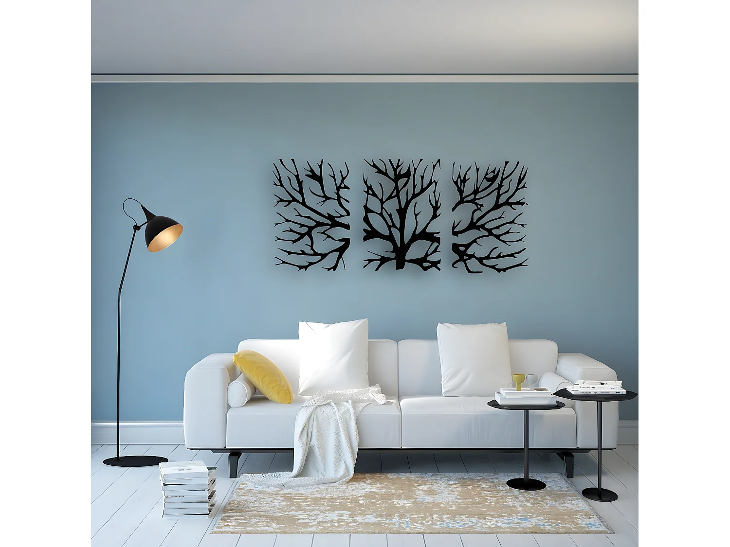 Metalen Decoratie Boom 21 - Zwart - 160x1,5x70 cm - EPIKASA