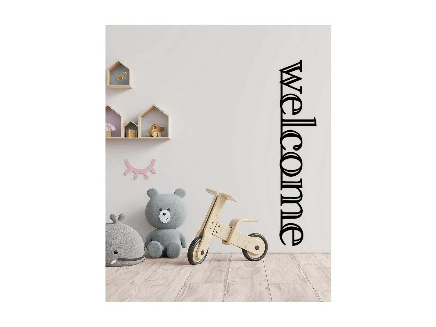 Decoración de Metal Welcome 2, Negro, 20x1,5x100 cm, EPIKASA