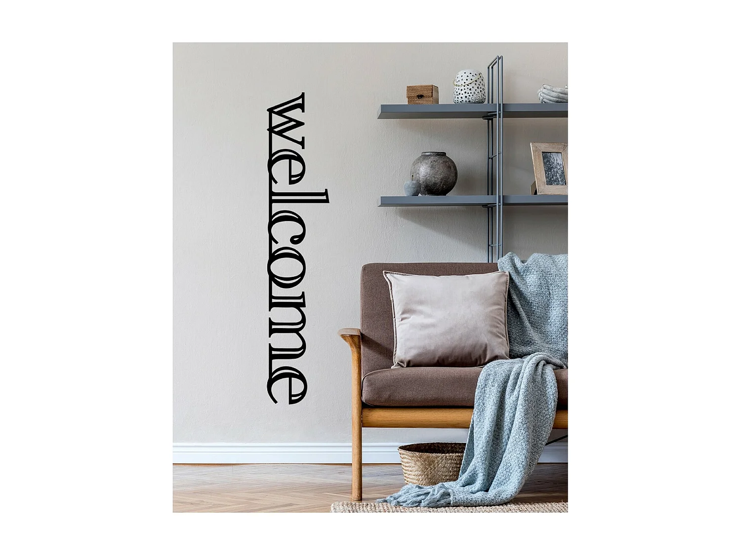 Decoración de Metal Welcome 2, Negro, 20x1,5x100 cm, EPIKASA