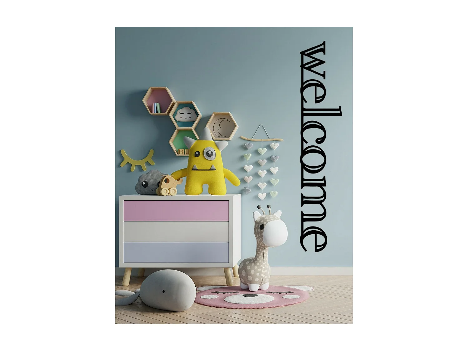 Decoración de Metal Welcome 2, Negro, 20x1,5x100 cm, EPIKASA