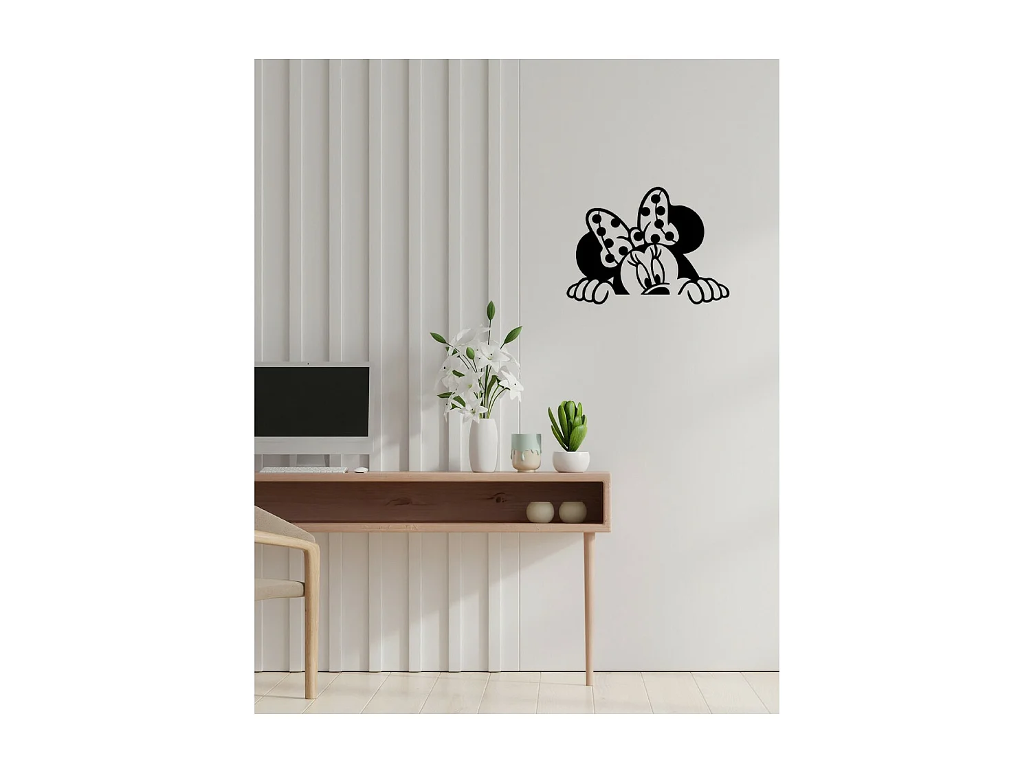 Decoração em Metal Minnie 3, Preto, 61x1,5x44 cm, EPIKASA