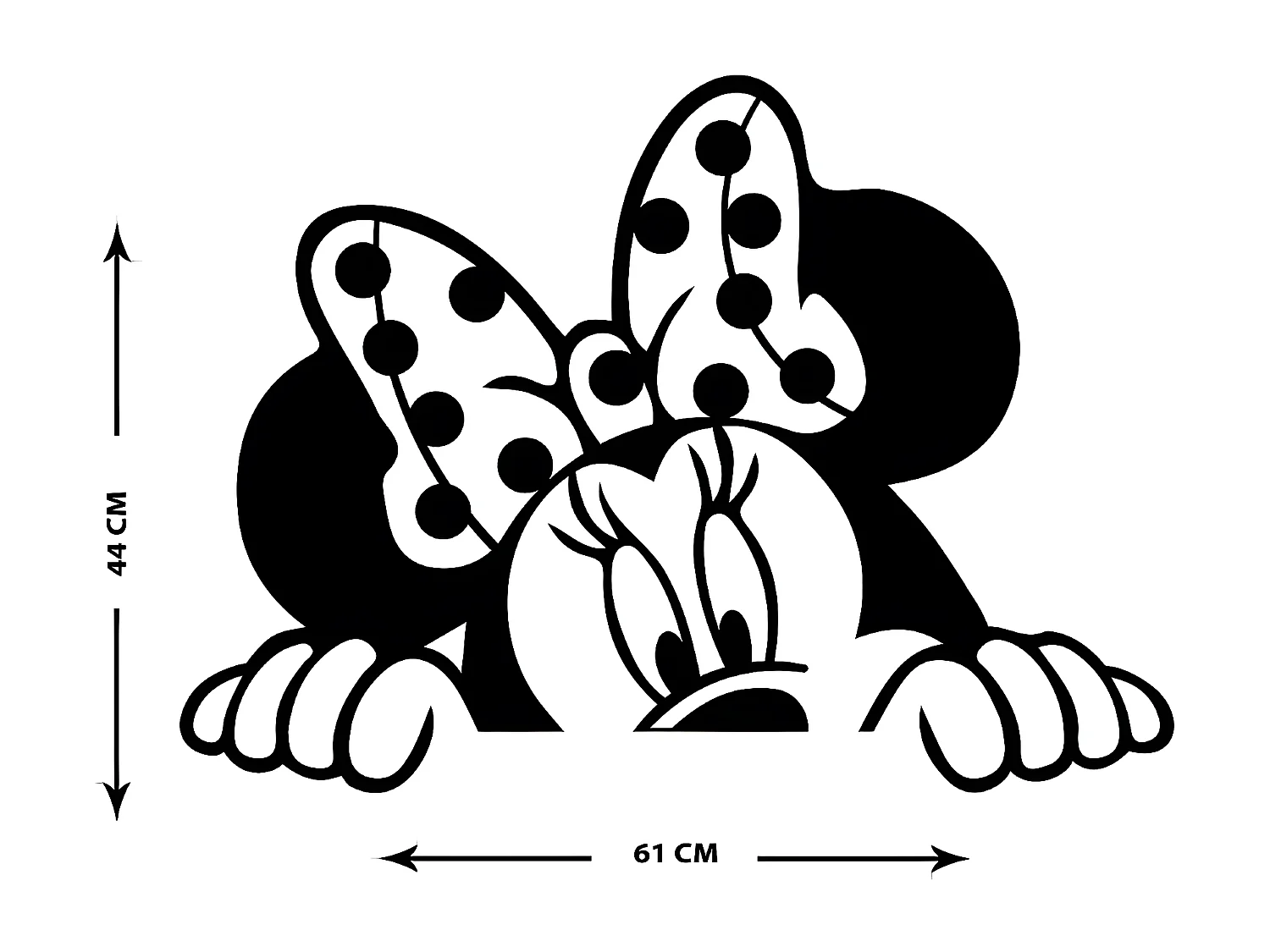 Decoração em Metal Minnie 3, Preto, 61x1,5x44 cm, EPIKASA