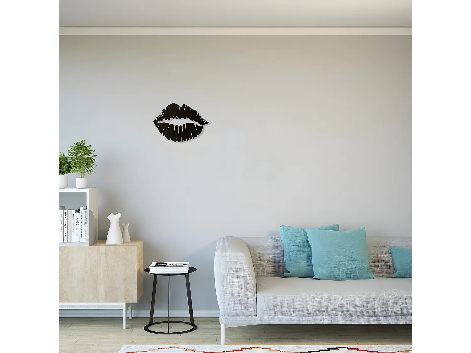 Metalen Decoratie Kus 2 - Zwart - 48x1,5x33 cm - EPIKASA