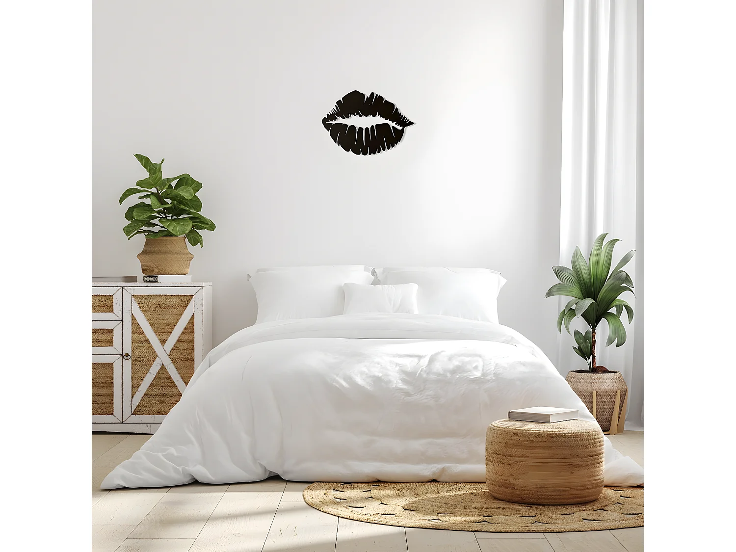 Metalen Decoratie Kus 2 - Zwart - 48x1,5x33 cm - EPIKASA