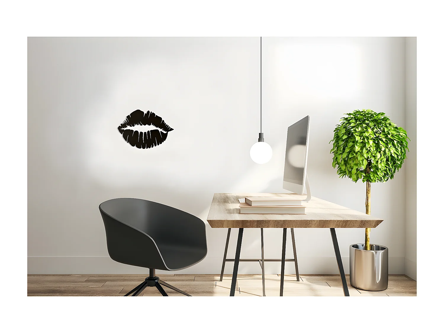 Metalen Decoratie Kus 2 - Zwart - 48x1,5x33 cm - EPIKASA