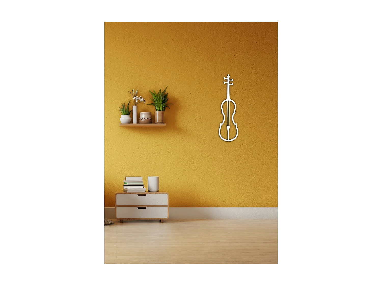 Décoration en Métal Violon 2, Blanc, 29x1,5x100 cm, EPIKASA