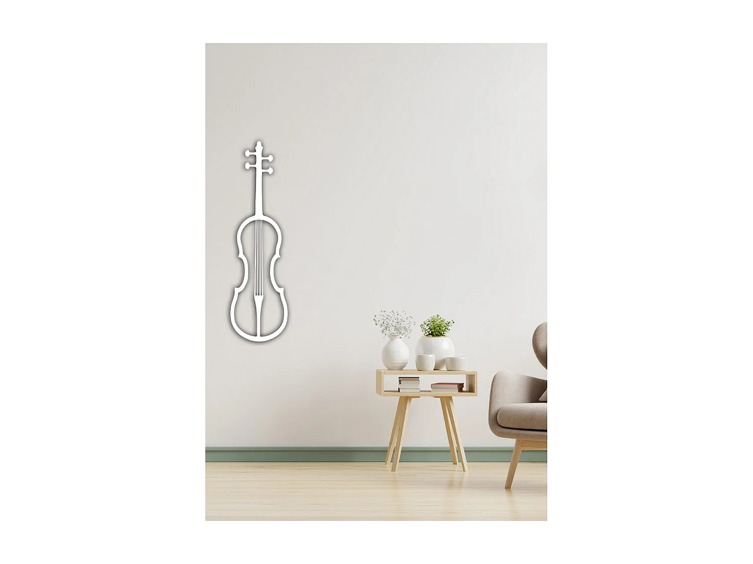 Décoration en Métal Violon 2, Blanc, 29x1,5x100 cm, EPIKASA