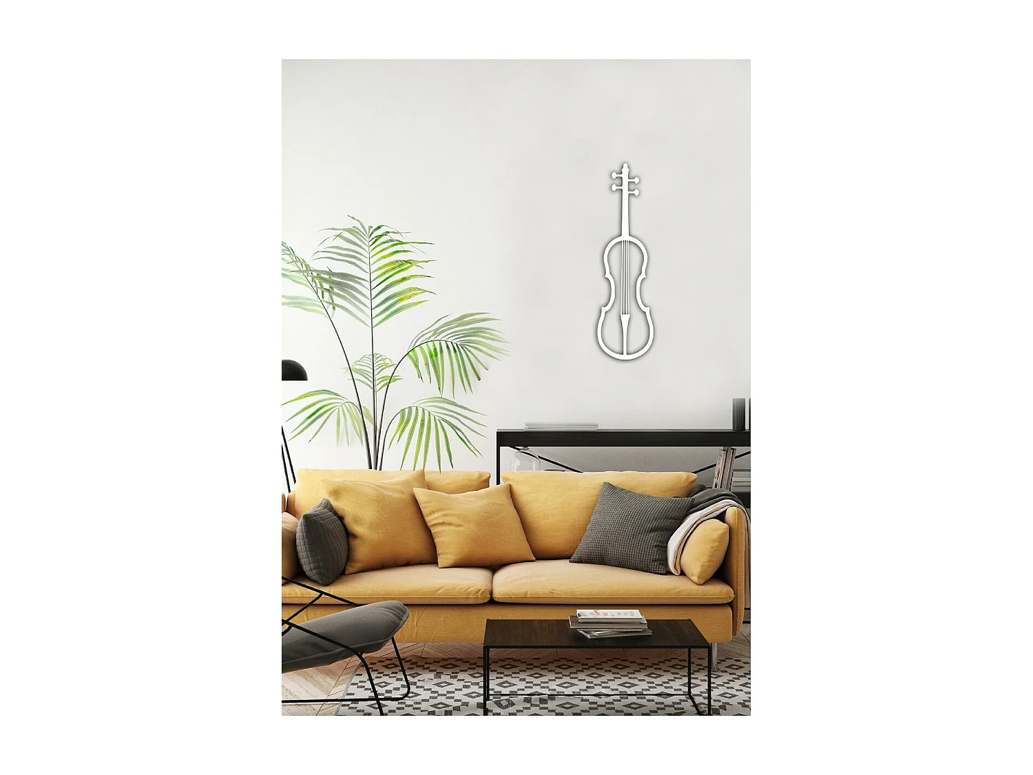 Décoration en Métal Violon 2, Blanc, 29x1,5x100 cm, EPIKASA