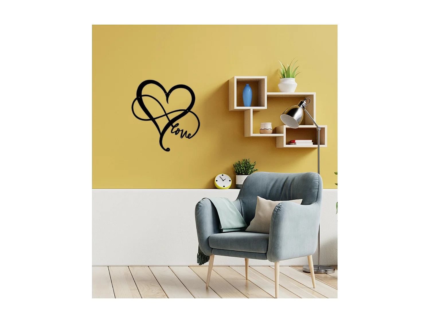 Decoração em Metal Amor 1, Preto, 48x1,5x50 cm, EPIKASA