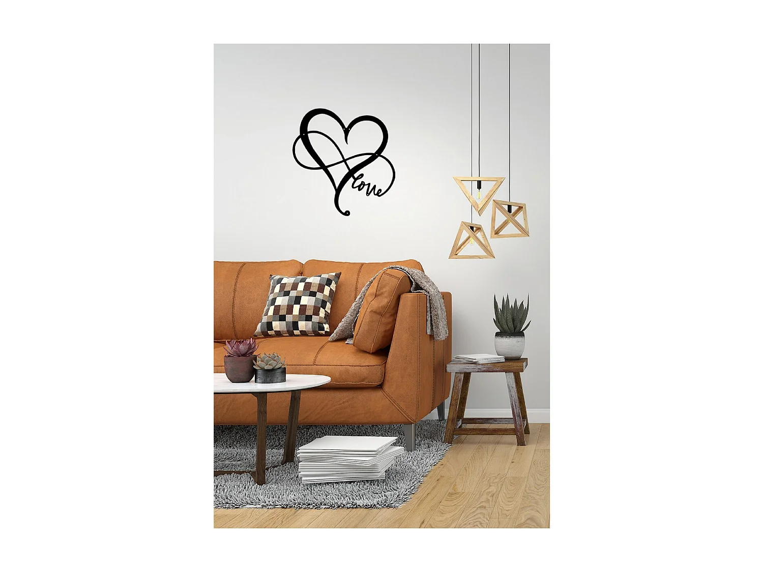 Decoração em Metal Amor 1, Preto, 48x1,5x50 cm, EPIKASA