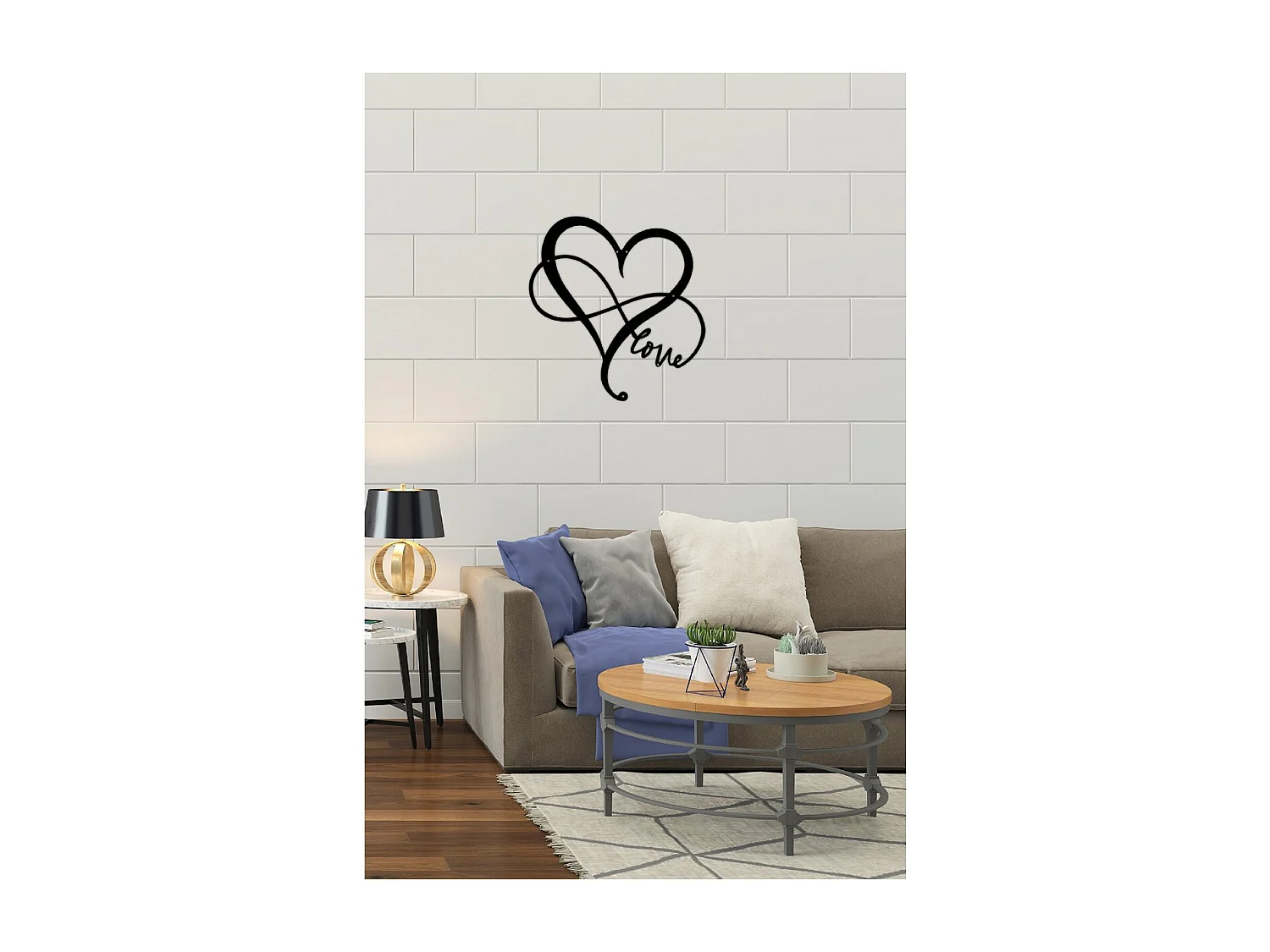 Decoração em Metal Amor 1, Preto, 48x1,5x50 cm, EPIKASA