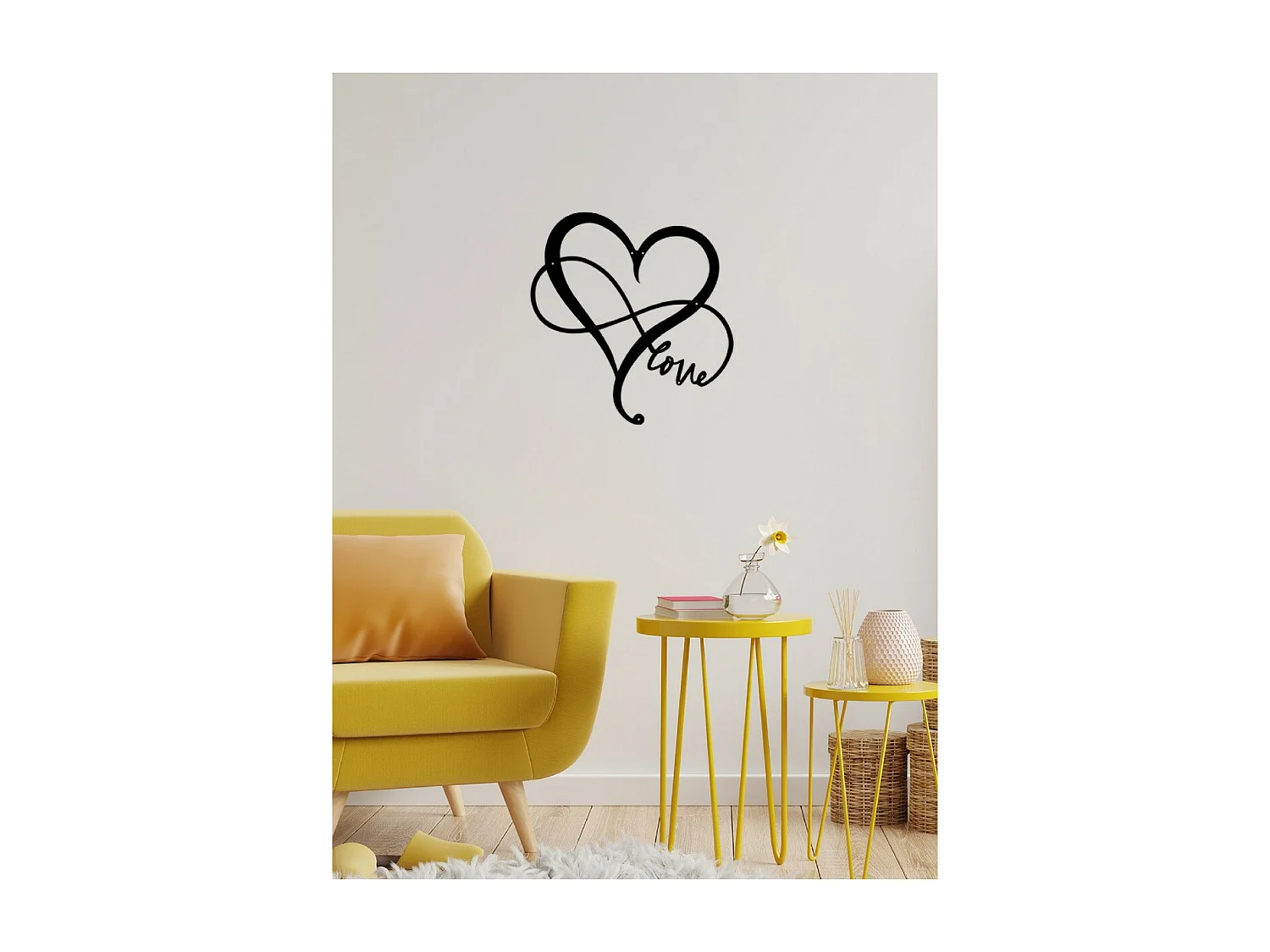 Decoração em Metal Amor 1, Preto, 48x1,5x50 cm, EPIKASA