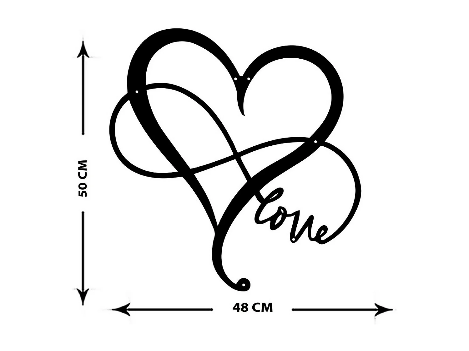 Decoração em Metal Amor 1, Preto, 48x1,5x50 cm, EPIKASA