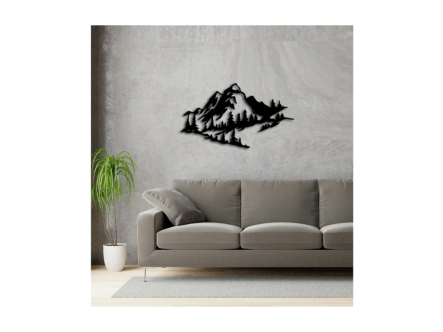 Decorazione in Metallo Montagne 10, Nero, 70x1,5x40 cm, EPIKASA