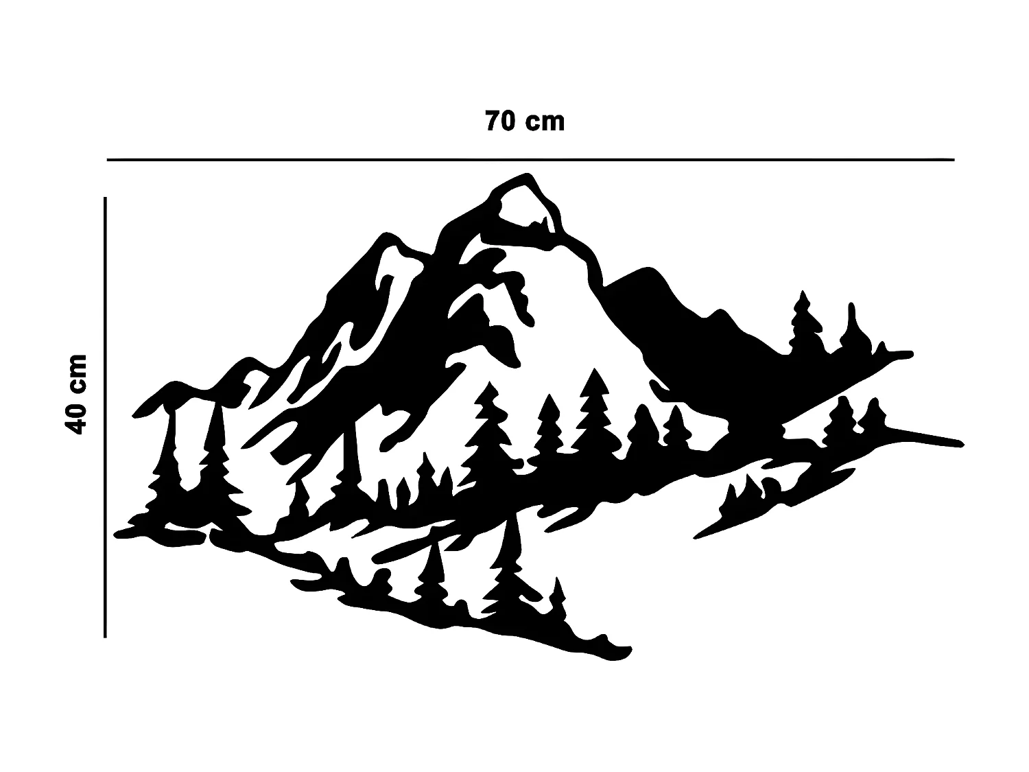 Decorazione in Metallo Montagne 10, Nero, 70x1,5x40 cm, EPIKASA
