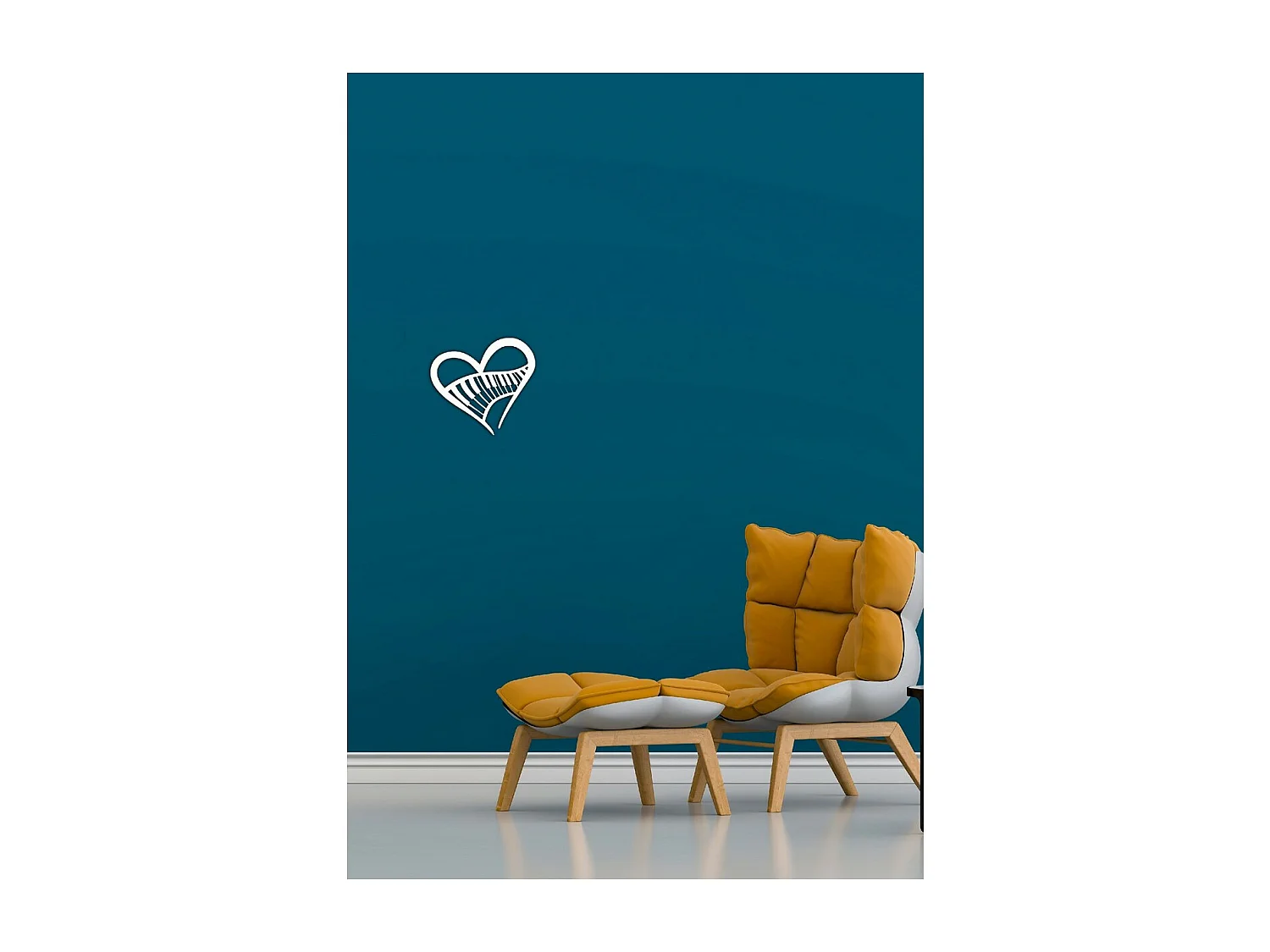 Dekoracja Metalowa Serce 4, Biały, 65x1,5x61 cm, EPIKASA