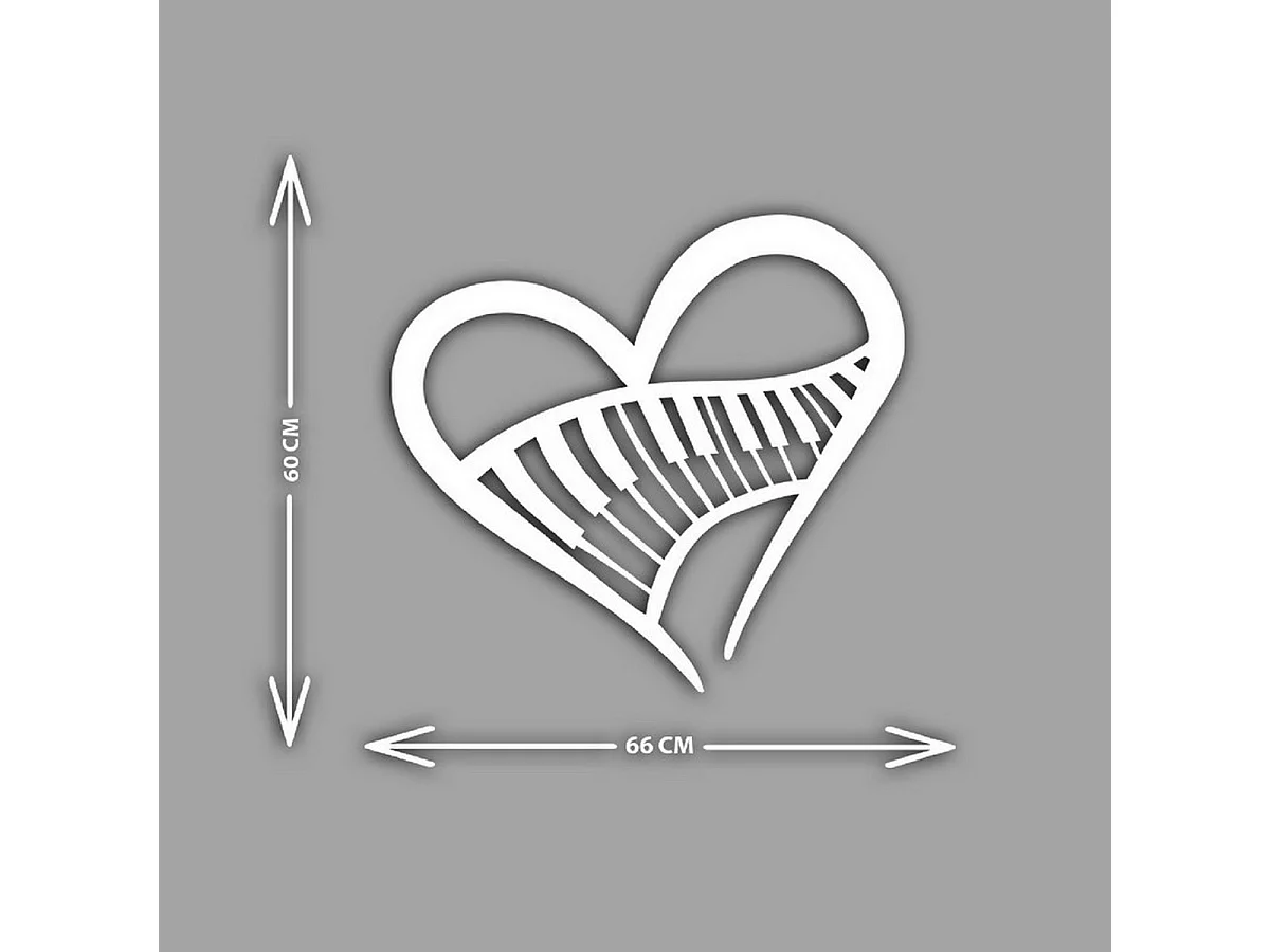 Dekoracja Metalowa Serce 4, Biały, 65x1,5x61 cm, EPIKASA