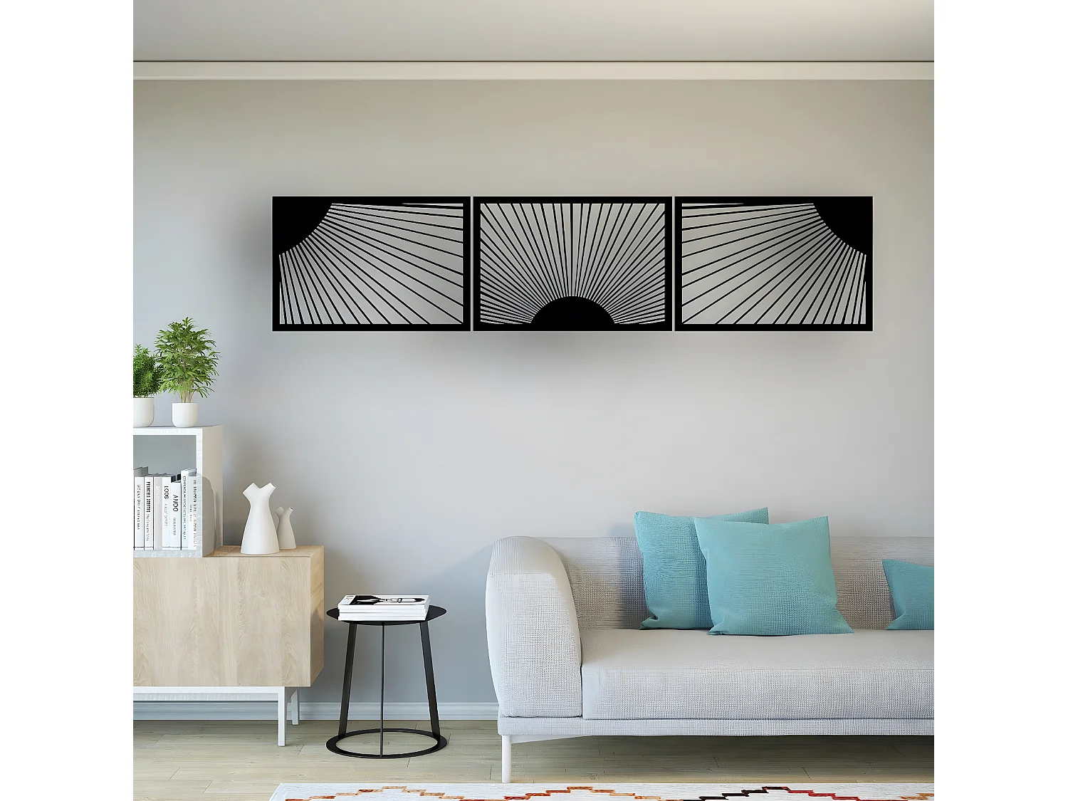 Décoration en Métal Lumière du soleil, Noir, 200x1,5x44 cm, EPIKASA