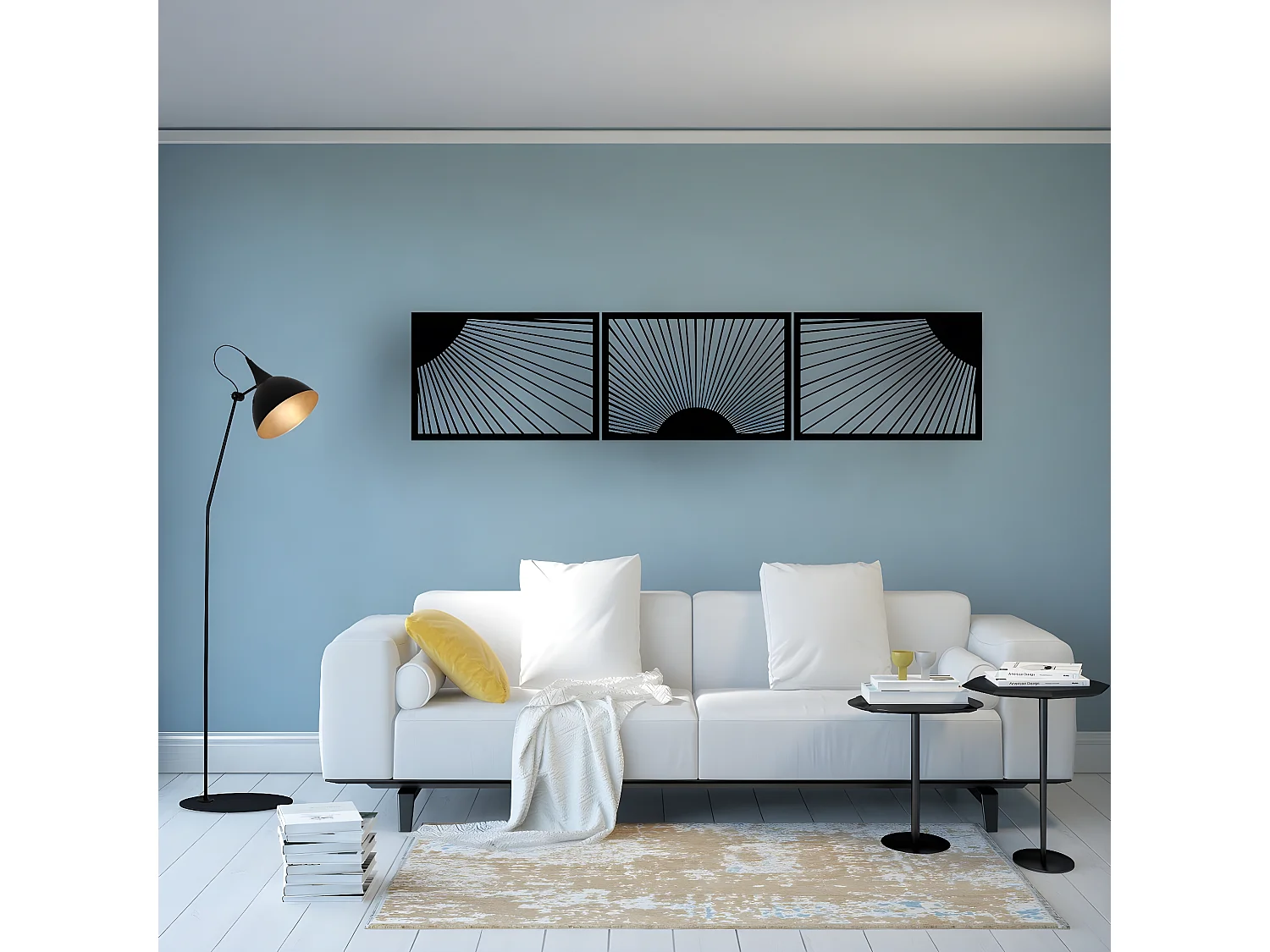 Décoration en Métal Lumière du soleil, Noir, 200x1,5x44 cm, EPIKASA