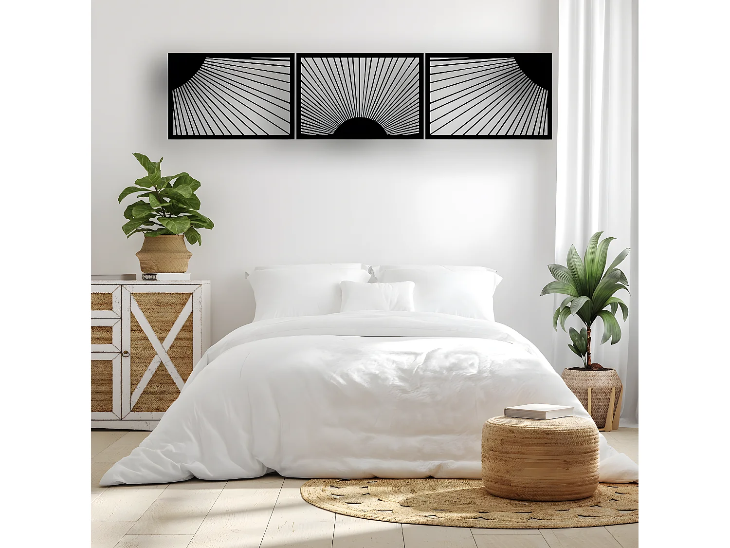 Décoration en Métal Lumière du soleil, Noir, 200x1,5x44 cm, EPIKASA