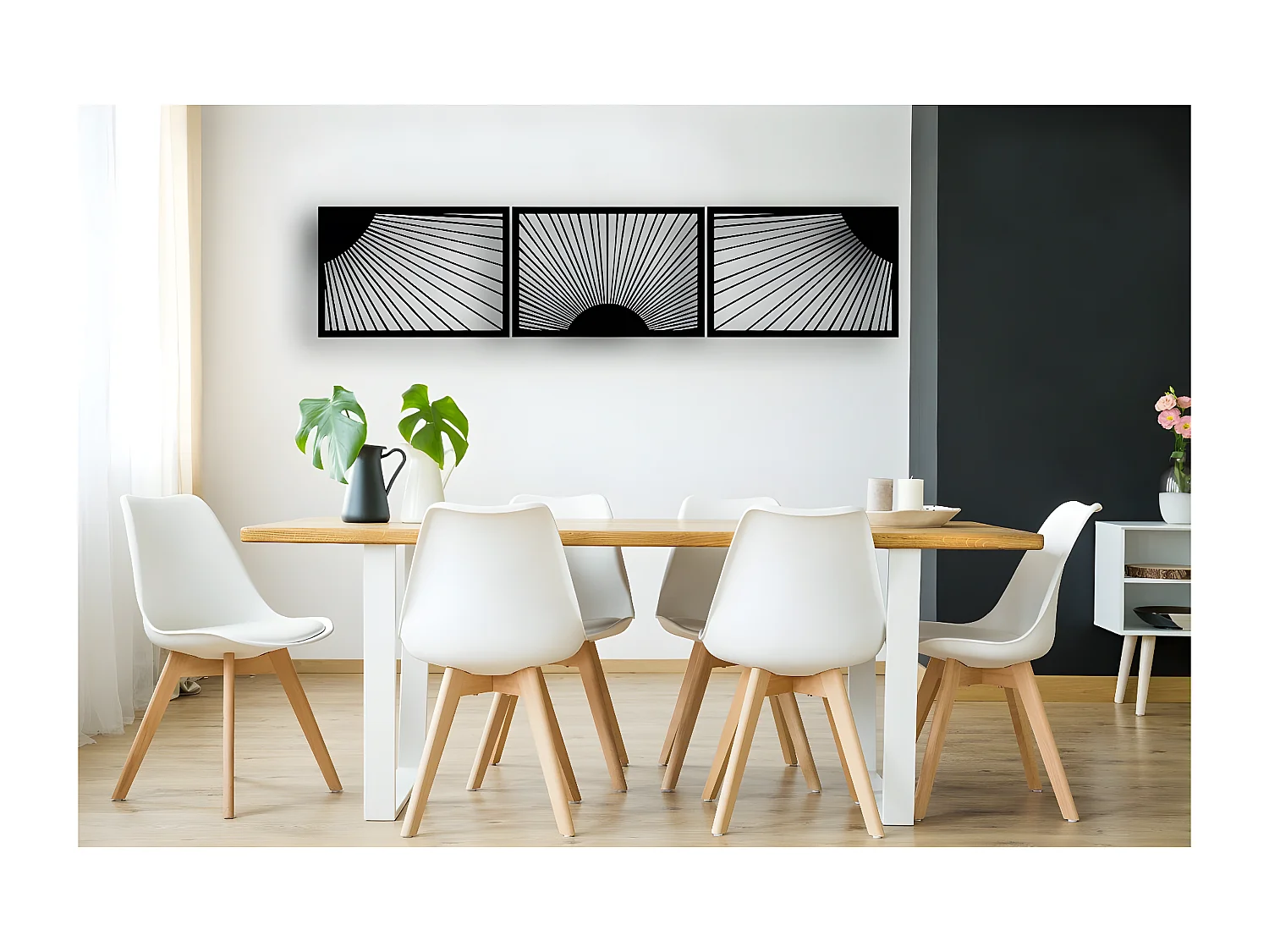 Décoration en Métal Lumière du soleil, Noir, 200x1,5x44 cm, EPIKASA