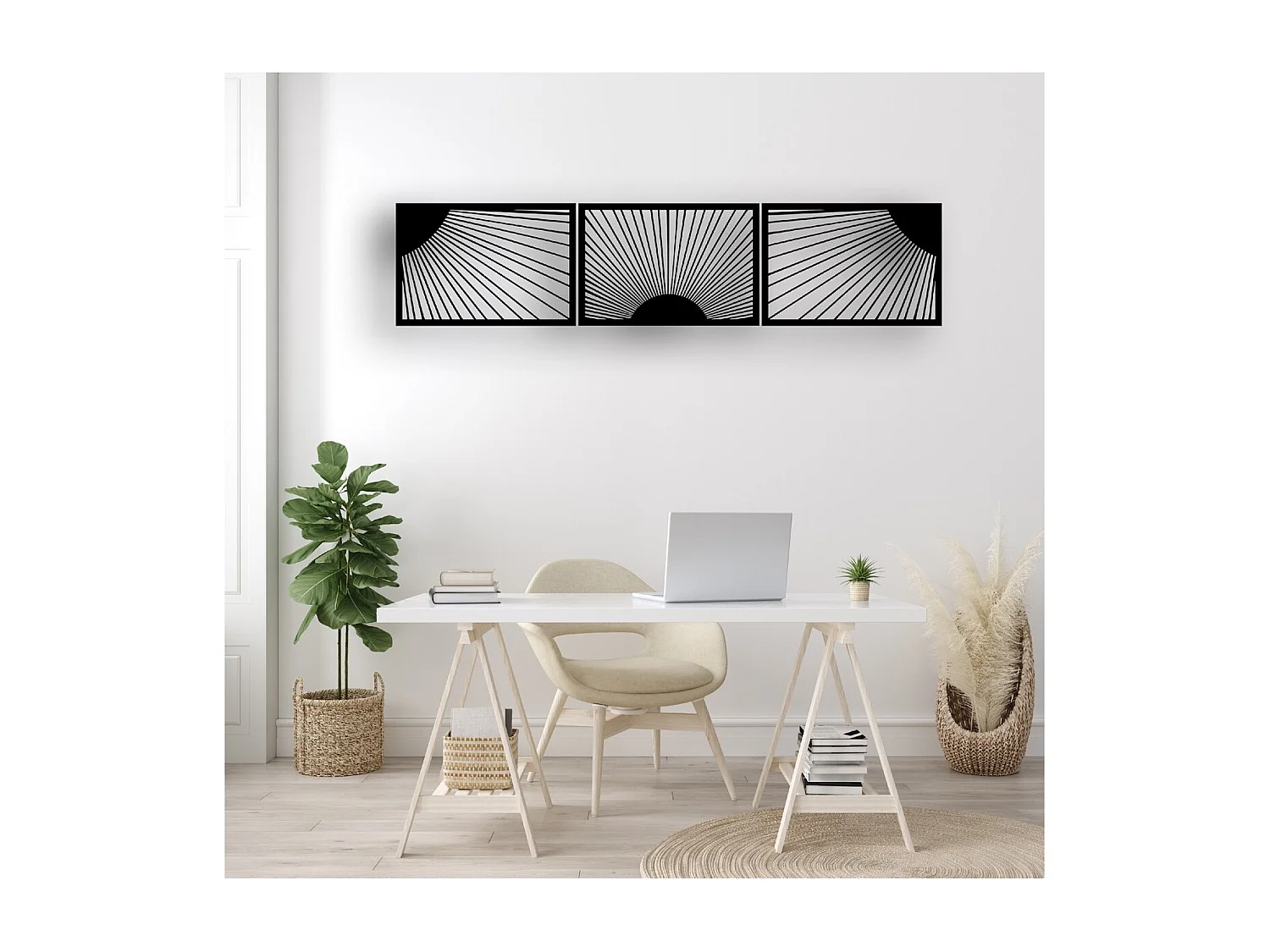 Décoration en Métal Lumière du soleil, Noir, 200x1,5x44 cm, EPIKASA