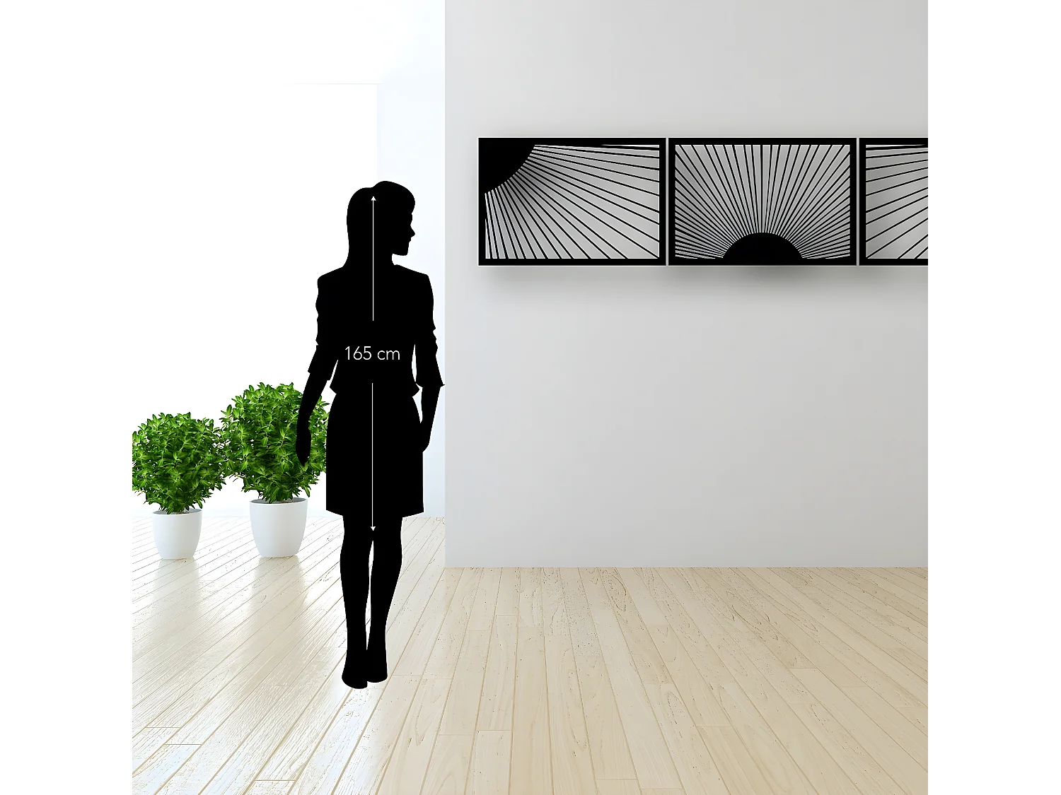 Décoration en Métal Lumière du soleil, Noir, 200x1,5x44 cm, EPIKASA