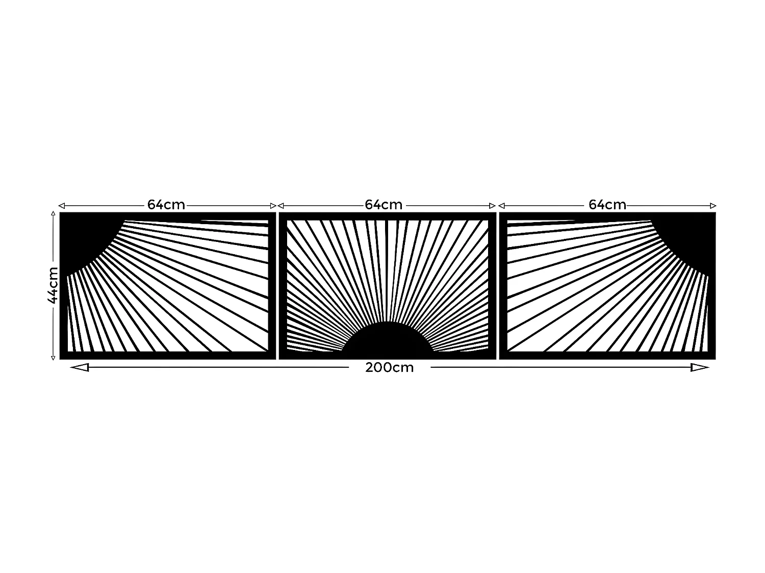 Décoration en Métal Lumière du soleil, Noir, 200x1,5x44 cm, EPIKASA